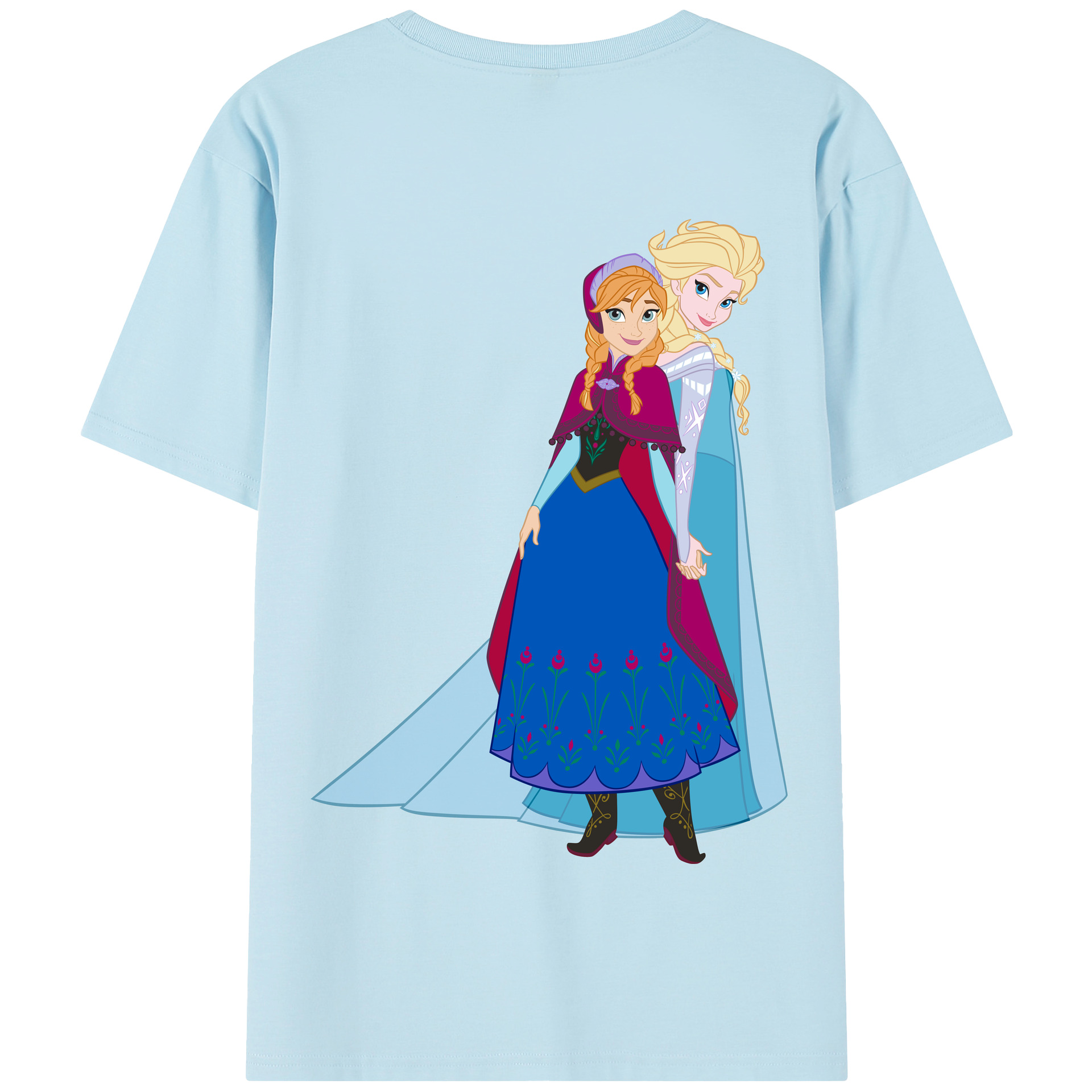 （画像用） アナと雪の女王 アンナ エルサ Frozen Anna Elsa 綿100％半袖Tシャツ（背面プリント）